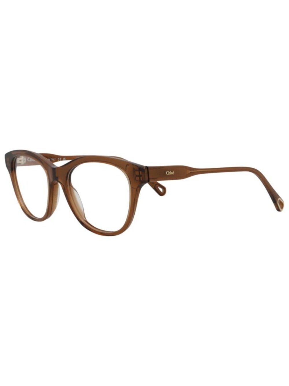 New Chloé Women's Eyeglasses Cat Eye Bio Acetate Frame Brown Brown Transparent